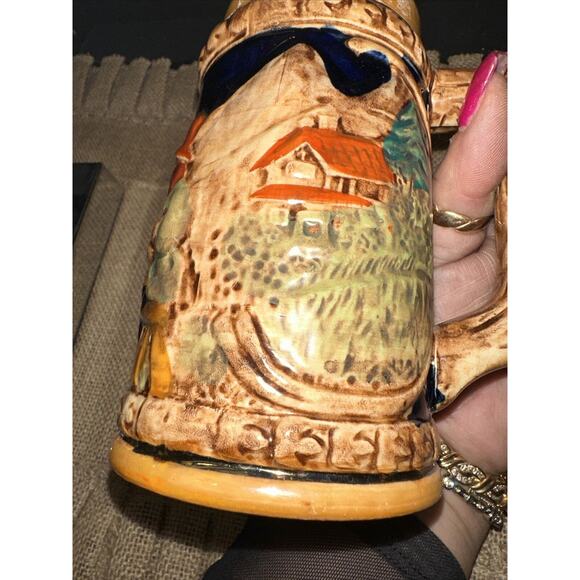 Ceramic Stein 3 Men at Table Beer Handled Drink Drinking Mug Hand Painted Japan - Picture 10 of 10